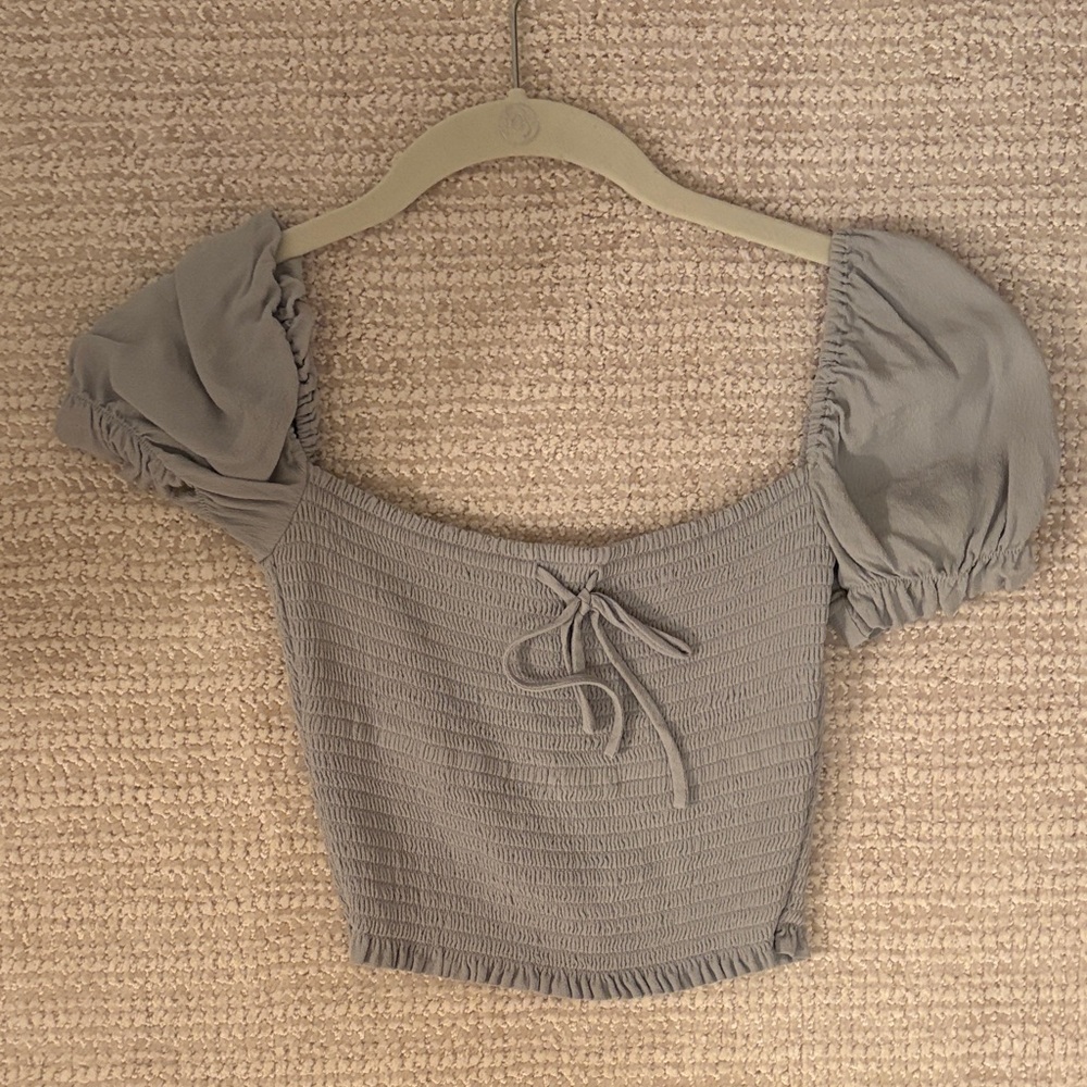 Elegant Blue Puff Sleeve Top